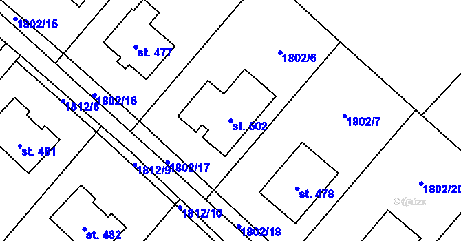 Parcela st. 502 v KÚ Rychaltice, Katastrální mapa