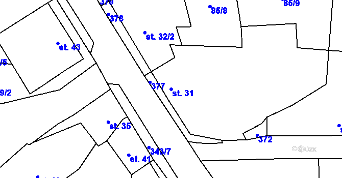 Parcela st. 31 v KÚ Skočice, Katastrální mapa