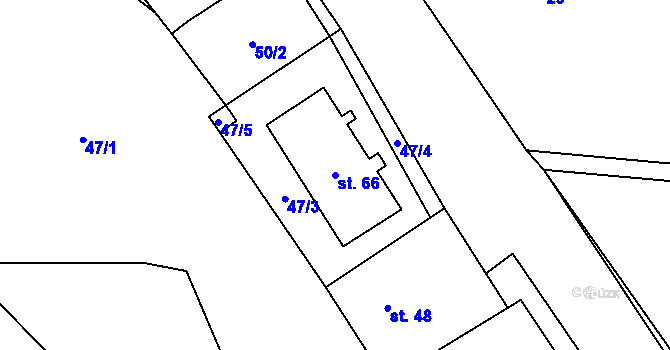 Parcela st. 66 v KÚ Skočice, Katastrální mapa