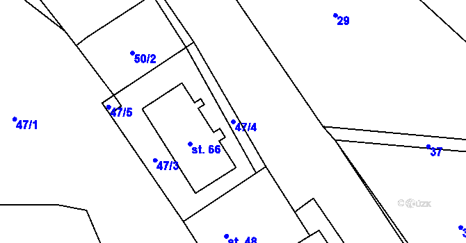 Parcela st. 47/4 v KÚ Skočice, Katastrální mapa