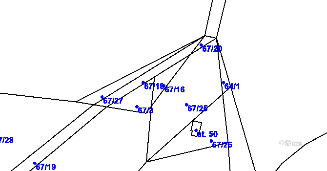 Parcela st. 67/16 v KÚ Skočice, Katastrální mapa