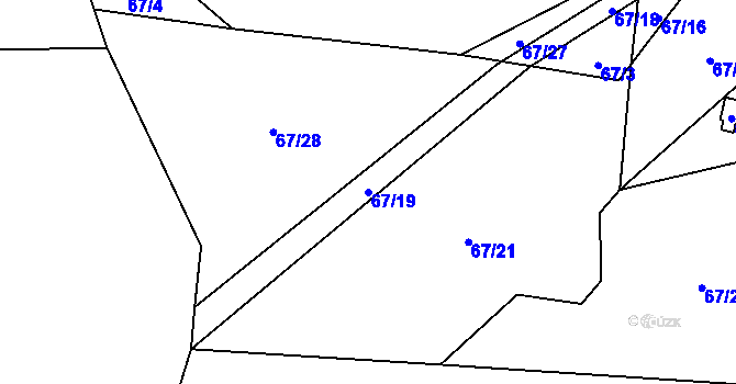 Parcela st. 67/19 v KÚ Skočice, Katastrální mapa