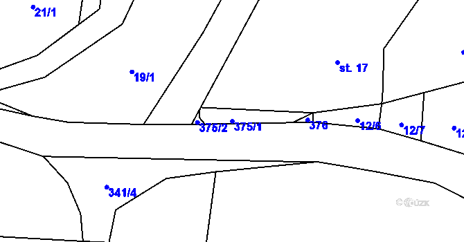 Parcela st. 375/1 v KÚ Skočice, Katastrální mapa