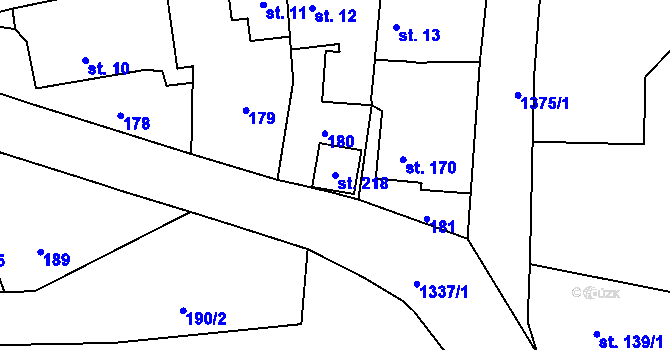 Parcela st. 218 v KÚ Skočice u Přeštic, Katastrální mapa