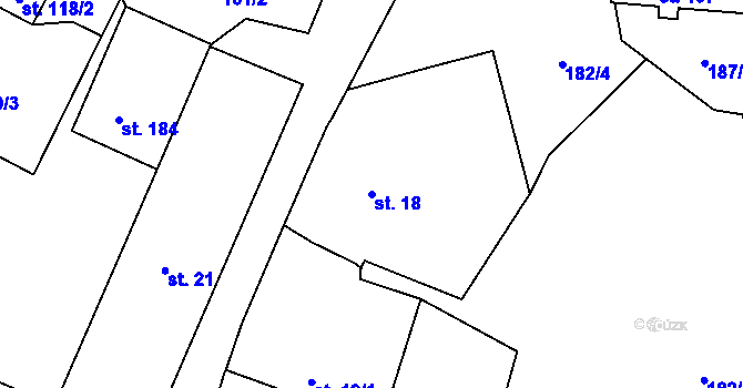 Parcela st. 18 v KÚ Skočice u Přeštic, Katastrální mapa
