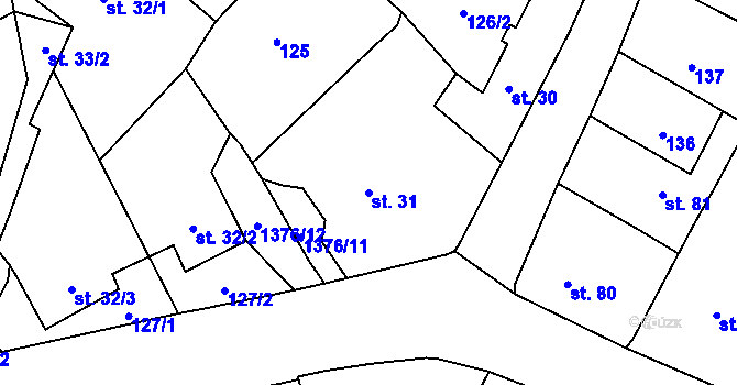 Parcela st. 31 v KÚ Skočice u Přeštic, Katastrální mapa