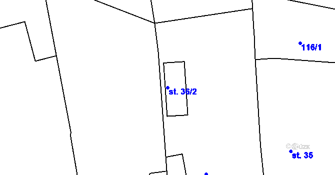 Parcela st. 36/2 v KÚ Skočice u Přeštic, Katastrální mapa