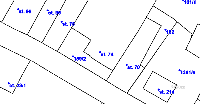 Parcela st. 74 v KÚ Skočice u Přeštic, Katastrální mapa