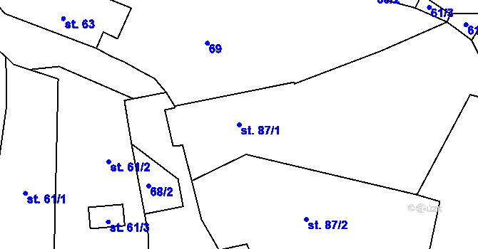Parcela st. 87/1 v KÚ Skočice u Přeštic, Katastrální mapa