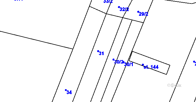 Parcela st. 31 v KÚ Skočice u Přeštic, Katastrální mapa