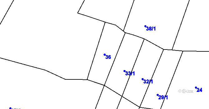 Parcela st. 36 v KÚ Skočice u Přeštic, Katastrální mapa