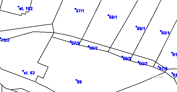Parcela st. 58/2 v KÚ Skočice u Přeštic, Katastrální mapa