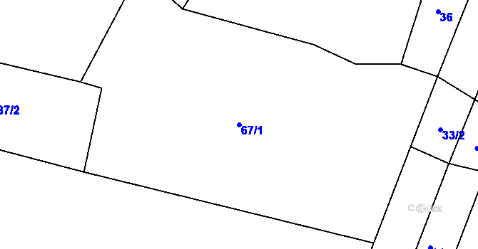 Parcela st. 67/1 v KÚ Skočice u Přeštic, Katastrální mapa