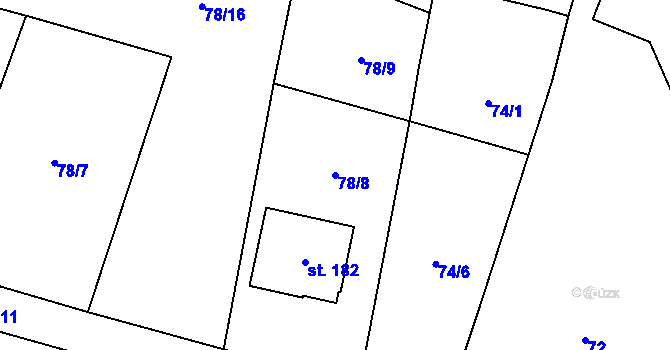 Parcela st. 78/8 v KÚ Skočice u Přeštic, Katastrální mapa