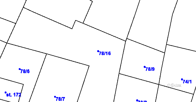 Parcela st. 78/16 v KÚ Skočice u Přeštic, Katastrální mapa