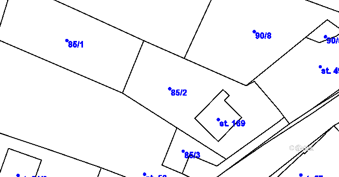 Parcela st. 85/2 v KÚ Skočice u Přeštic, Katastrální mapa