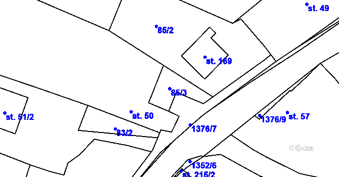 Parcela st. 85/3 v KÚ Skočice u Přeštic, Katastrální mapa