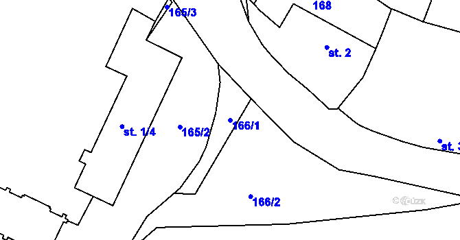 Parcela st. 166/1 v KÚ Skočice u Přeštic, Katastrální mapa