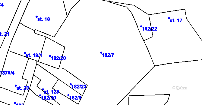 Parcela st. 182/7 v KÚ Skočice u Přeštic, Katastrální mapa