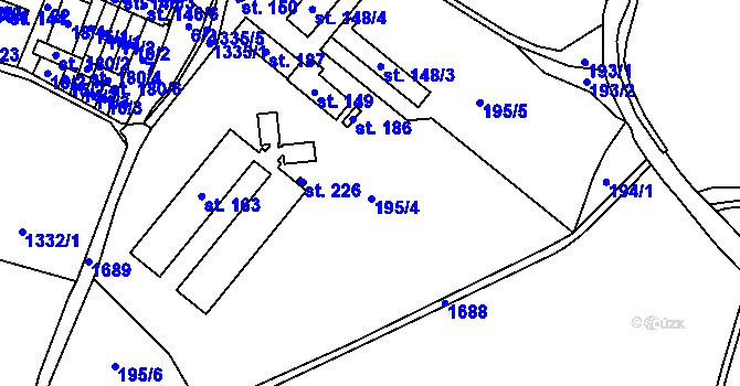 Parcela st. 195 v KÚ Skočice u Přeštic, Katastrální mapa