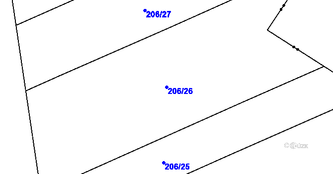 Parcela st. 206/26 v KÚ Skočice u Přeštic, Katastrální mapa