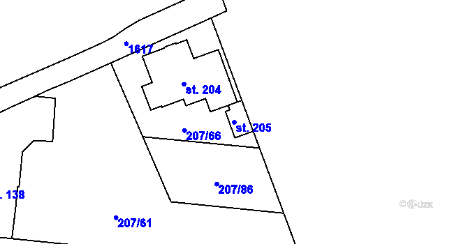 Parcela st. 205 v KÚ Skočice u Přeštic, Katastrální mapa