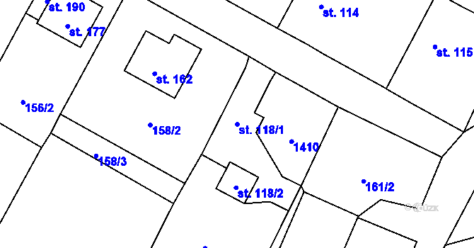 Parcela st. 118/1 v KÚ Skočice u Přeštic, Katastrální mapa