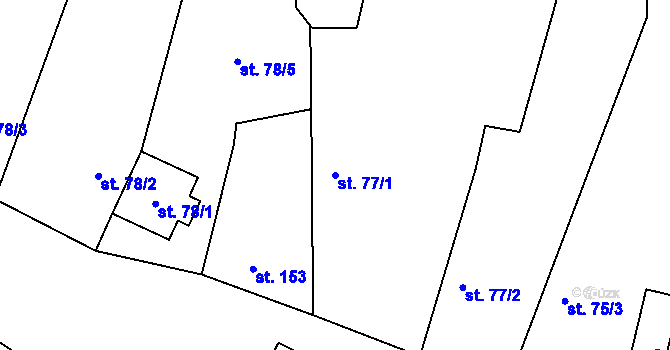 Parcela st. 77/1 v KÚ Skochovice, Katastrální mapa