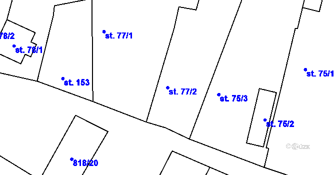 Parcela st. 77/2 v KÚ Skochovice, Katastrální mapa