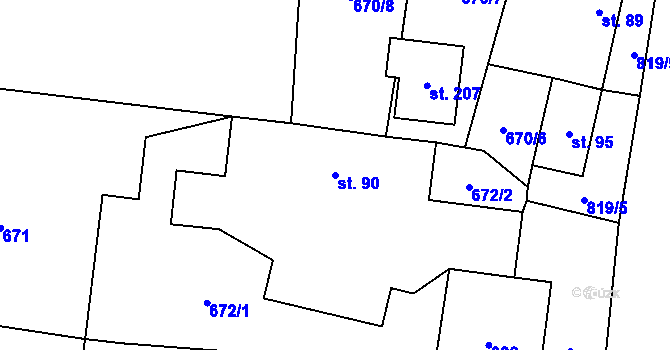 Parcela st. 90 v KÚ Skochovice, Katastrální mapa