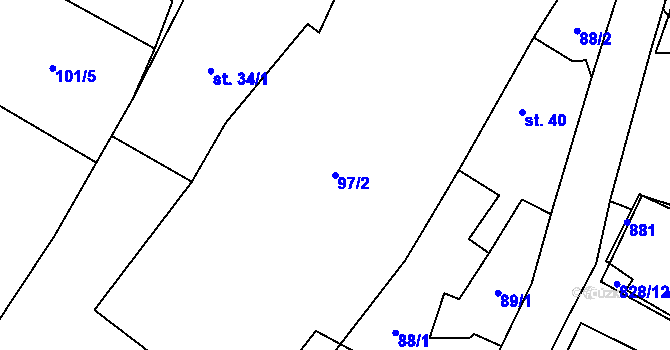 Parcela st. 97/2 v KÚ Skochovice, Katastrální mapa