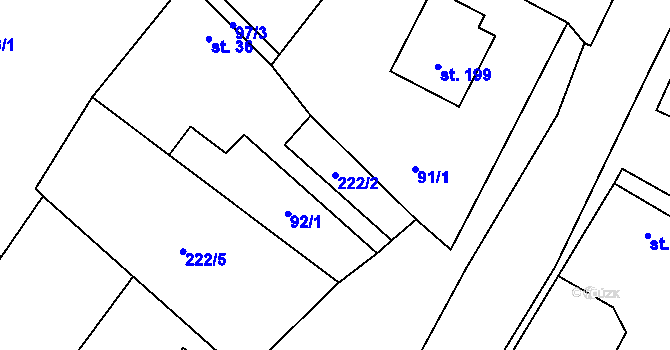Parcela st. 222/2 v KÚ Skochovice, Katastrální mapa