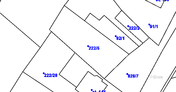Parcela st. 222/5 v KÚ Skochovice, Katastrální mapa