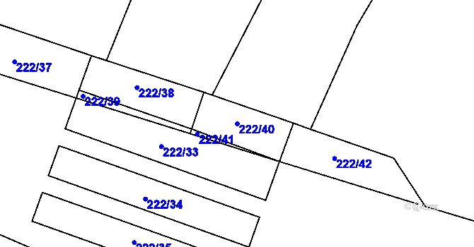 Parcela st. 222/40 v KÚ Skochovice, Katastrální mapa