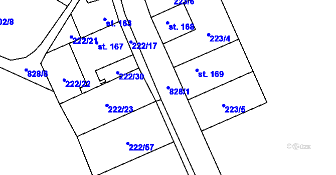 Parcela st. 828/1 v KÚ Skochovice, Katastrální mapa