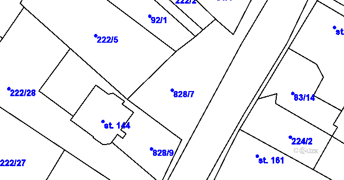 Parcela st. 828/7 v KÚ Skochovice, Katastrální mapa