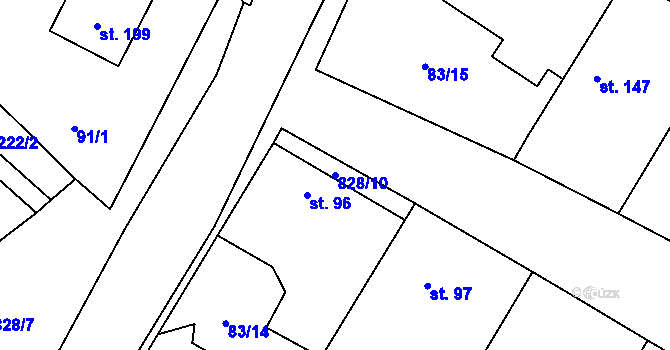 Parcela st. 828/10 v KÚ Skochovice, Katastrální mapa
