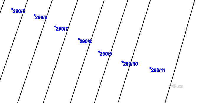 Parcela st. 290/9 v KÚ Skochovice, Katastrální mapa