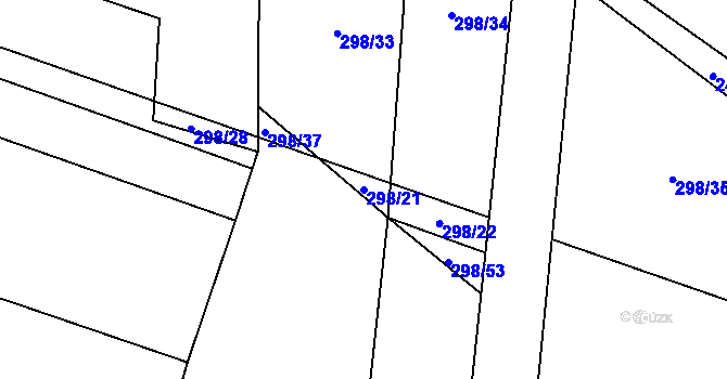 Parcela st. 298/21 v KÚ Skochovice, Katastrální mapa