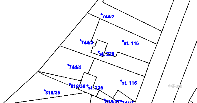 Parcela st. 226 v KÚ Skochovice, Katastrální mapa