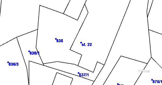 Parcela st. 22 v KÚ Skopytce, Katastrální mapa