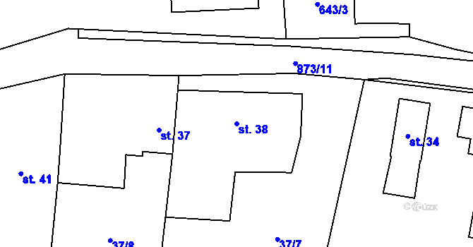 Parcela st. 38 v KÚ Skopytce, Katastrální mapa