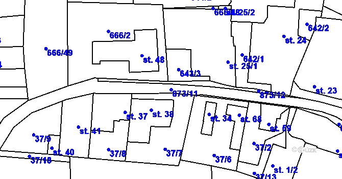 Parcela st. 873/11 v KÚ Skopytce, Katastrální mapa