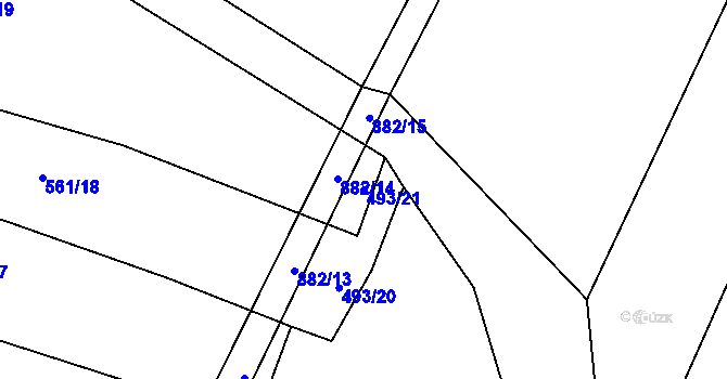 Parcela st. 493/21 v KÚ Skopytce, Katastrální mapa