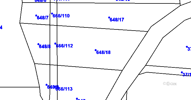 Parcela st. 648/18 v KÚ Skopytce, Katastrální mapa