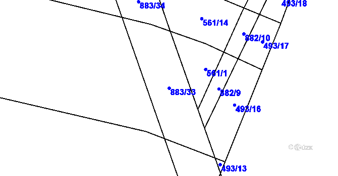 Parcela st. 883/33 v KÚ Skopytce, Katastrální mapa