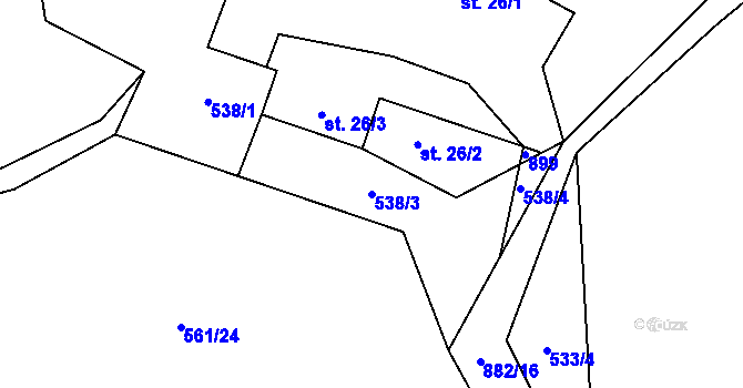 Parcela st. 538/3 v KÚ Skopytce, Katastrální mapa