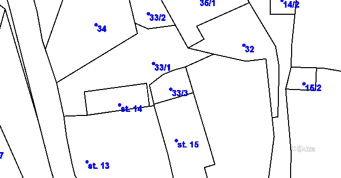 Parcela st. 33/3 v KÚ Skopytce, Katastrální mapa