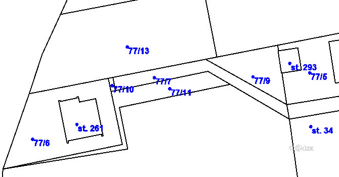 Parcela st. 77/11 v KÚ Otradovice, Katastrální mapa