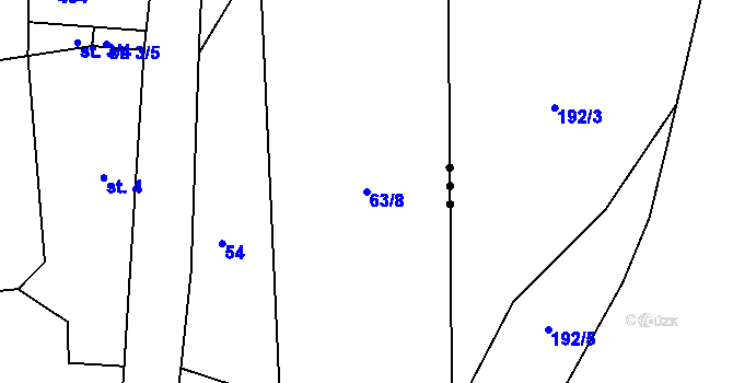 Parcela st. 63/8 v KÚ Skorkov, Katastrální mapa